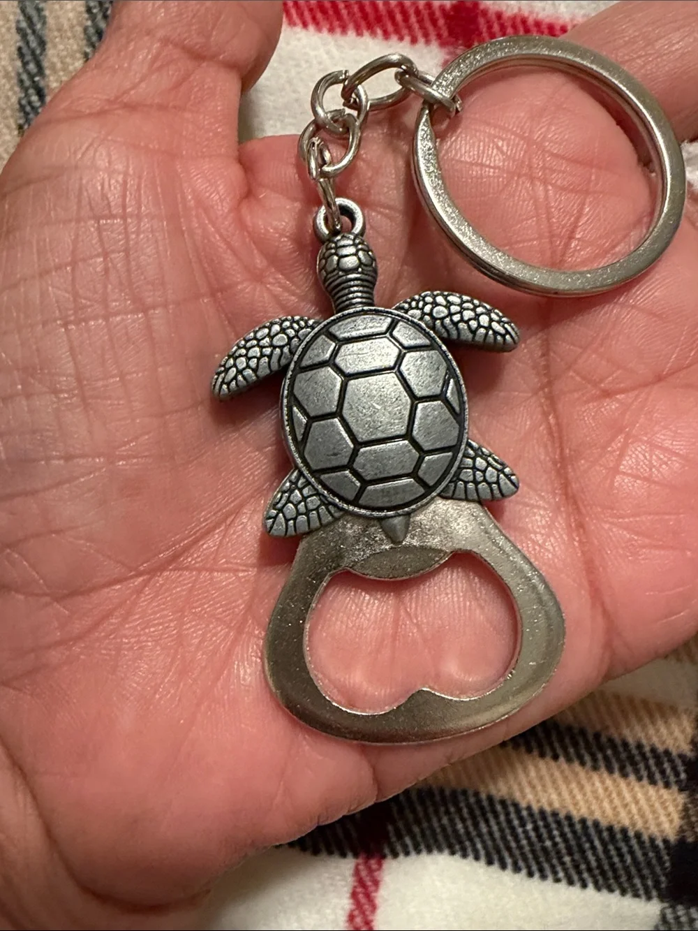 Turtle Bottle Opener Keychain - Silver